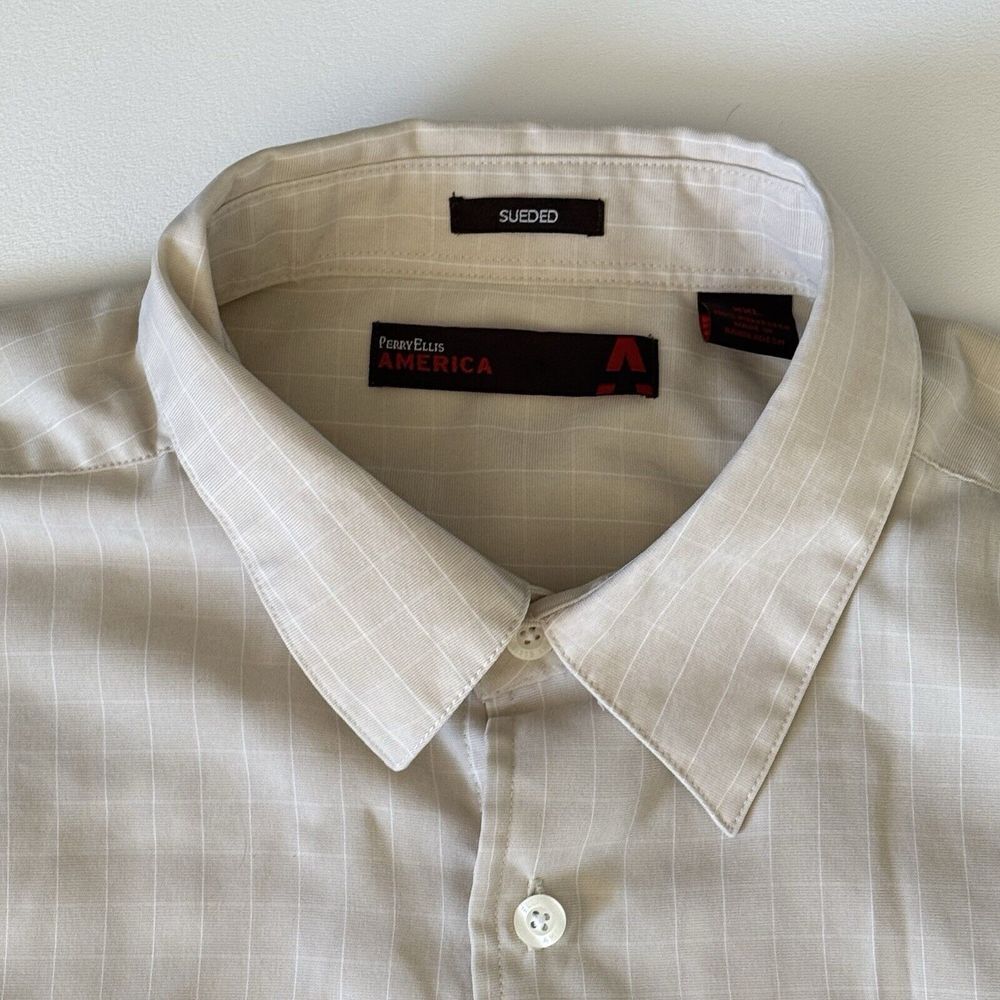Perry Ellis‎ America Sueded Button Down Shirt Short Sleeve size XXL